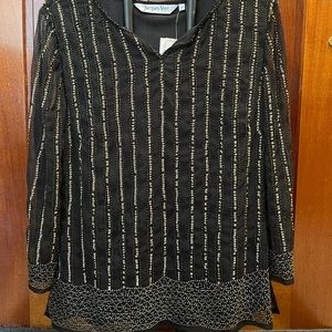 NWT Jacques Vert Stunning Black Beaded Top Sz 10